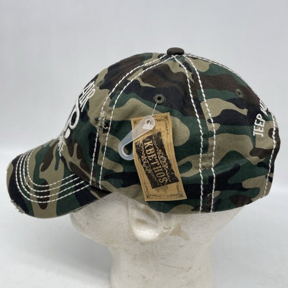 Kbethos "Jeep Hair Don't Care" Baseball Cap NWT Women Camo Distressed - Picture 5 of 7